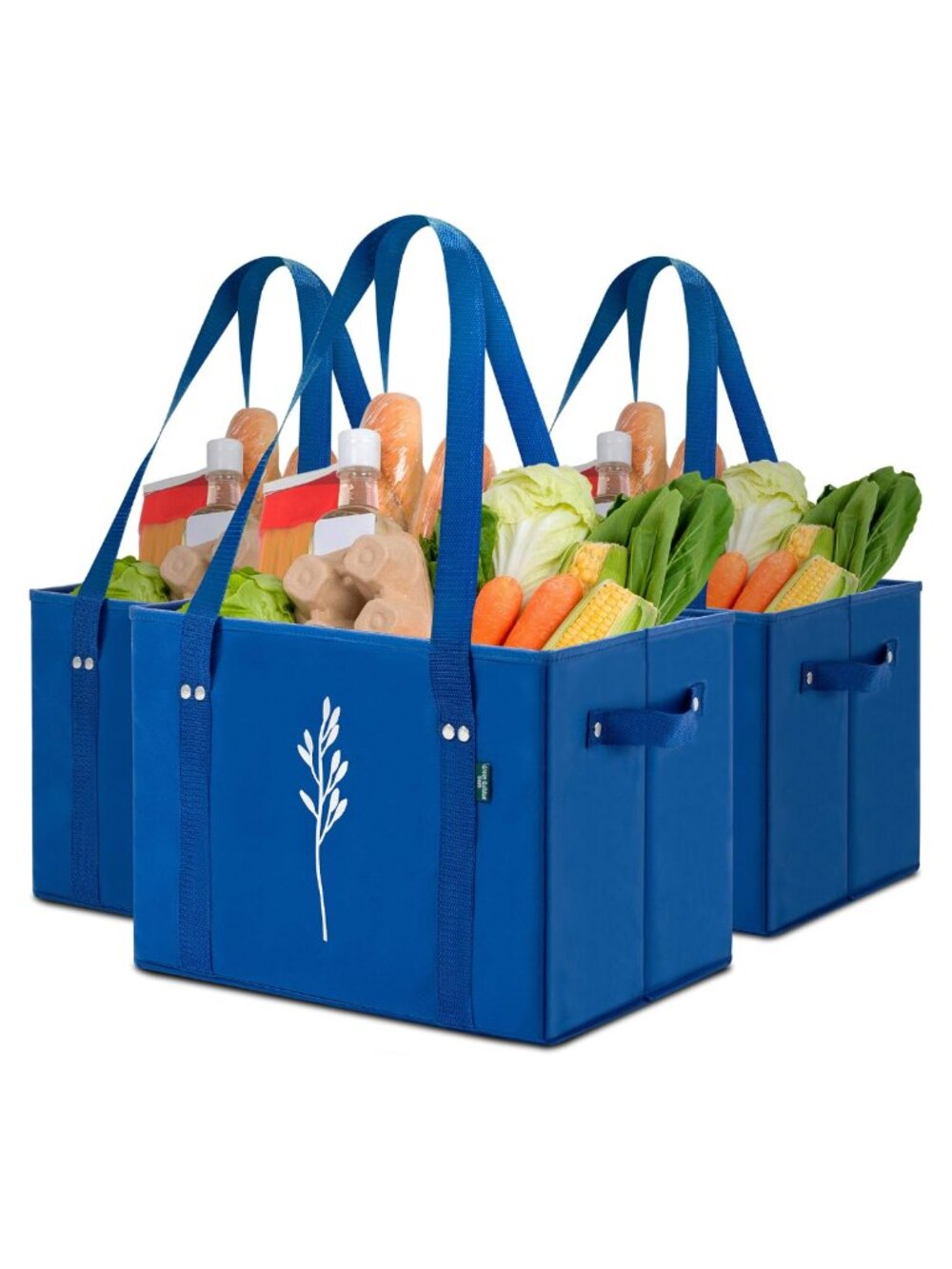 Reusable Grocery Shopping Tote Bags Long Handles Foldable 3 Pack